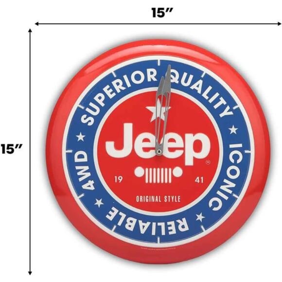 Official JEEP 4WD Genuine Part Round Embossed Metal Hanging Wall Clock Collector - Picture 3 of 8